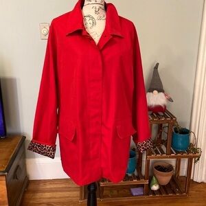 DENNIS BASSO RED AND LEOPARD JACKET SZ 1X